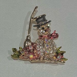 (3 for 20.00) New Festive Snowman Brooch with Crystals